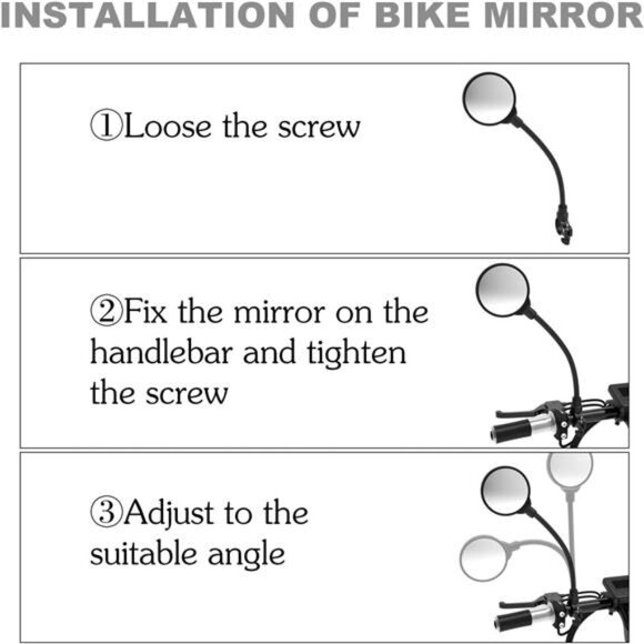 Bike Mirrors for Handlebars Rearview Mirror-Bicycle Mirrors Adjustable Rotatable - Picture 4 of 7